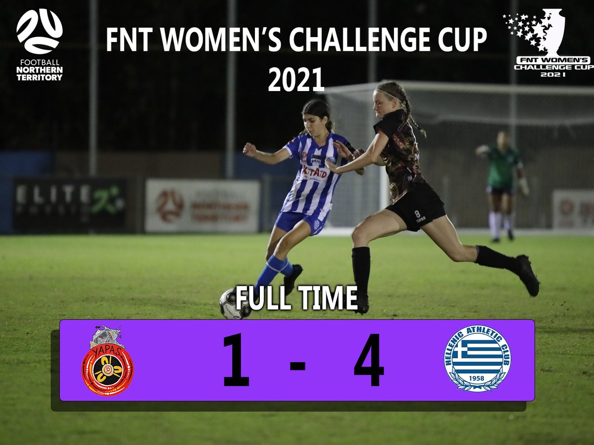 Full Time!

FNT Women's Challenge Cup 2021

Congratulations to the Winners <a href="/hellenicac/">HellenicAthleticClub</a>  !

#FWCCFinal #YPSvHAC #FootballNT