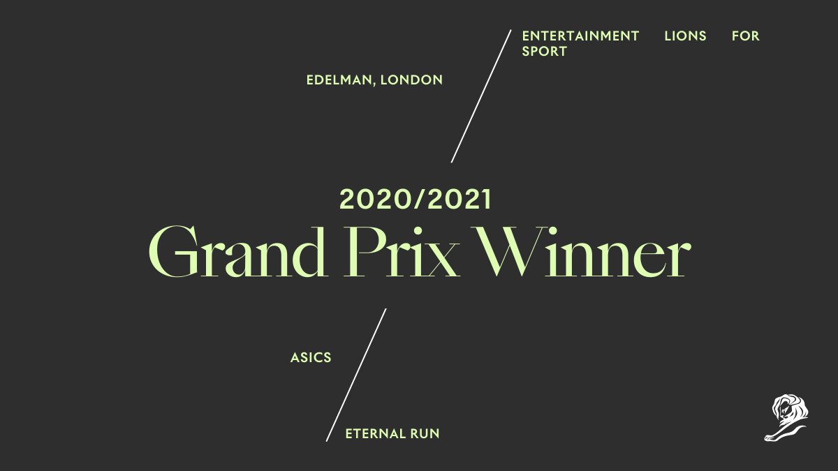 Cannes_Lions's tweet photo. Huge congratulations to @EdelmanUK London for the Entertainment Lions for Sport Grand Prix win for “Eternal Run" at #CannesLions2021. 🎉🎉🎉

Check out the winning work: https://t.co/aLGC5RFoqv https://t.co/Pj3ZFsSxIh