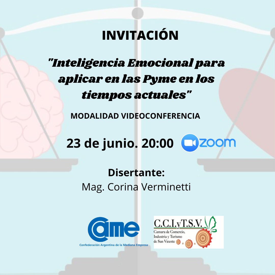 CCIyTSV's tweet photo. #Hoy #Capacitacióngratuita:  
"Inteligencia Emocional para aplicar en las Pyme en los tiempos actuales", organizada por @redcame y @CCIyTSV. Vía Zoom.

Info: camaradecomerciosvsecretaria@gmail.com https://t.co/ilCoMEbyuc