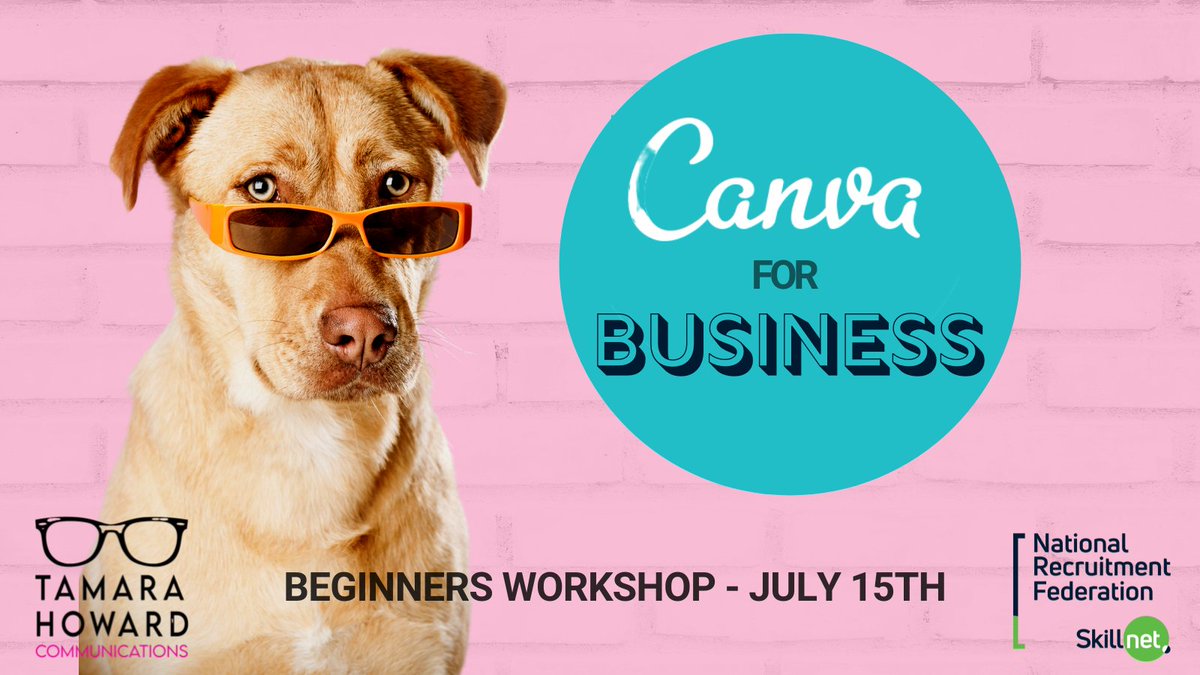 Few more places released for our very popular CANVA for Business (Beginners) Workshop on July 15th. Snap them up now before they're gone at lnkd.in/eD6mWPr This course will be run by @TamaraHowardCo1 &amp; @nrfskillnet #canvatips #onlinecourses #nrfskillnet #design #recruiter