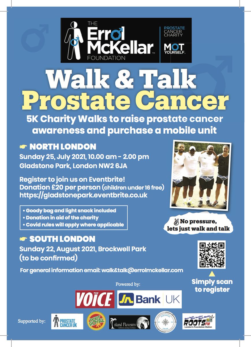 @TEMF2018 Walk & Talk Prostate Cancer - 5K walk to raise awareness of prostate cancer and raise funds for a mobile testing unit! Sunday 25th July 2021. Tickets are £20 per adult - under 16's free, so let's all Walk & Talk together!