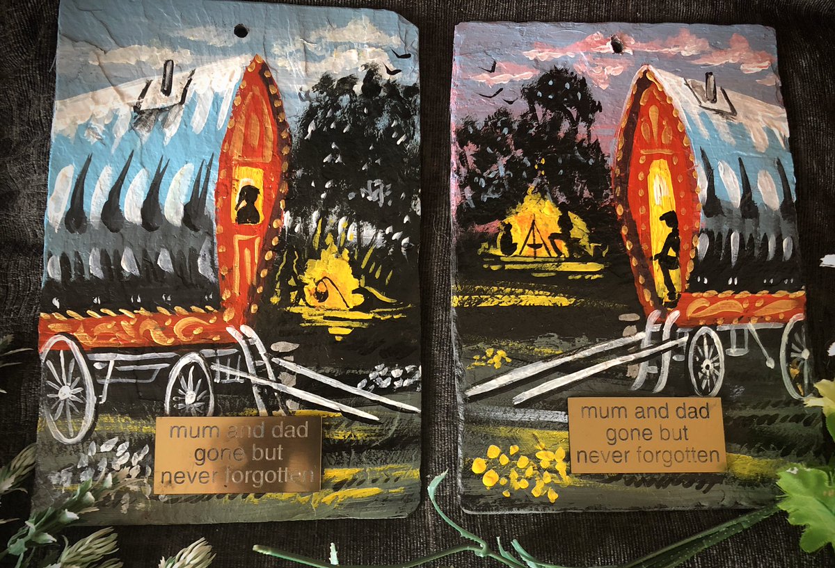 Hand painted memorial slates made to order  #romany