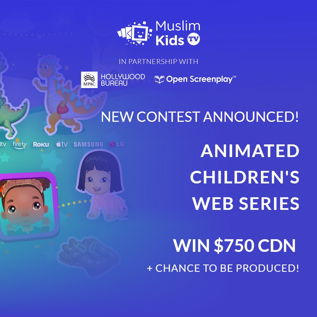 Muslim_KidsTV's tweet photo. Do you have a flair for writing screenplays that are exciting, unique and super creative?
Here is your chance to bring a blank piece of paper to life.
Tell your story!
Get a chance to win 750$ CDN.
#ContestAlert #muslimkidstv
#mpac #openscreenplay https://t.co/rt69Qmekq3