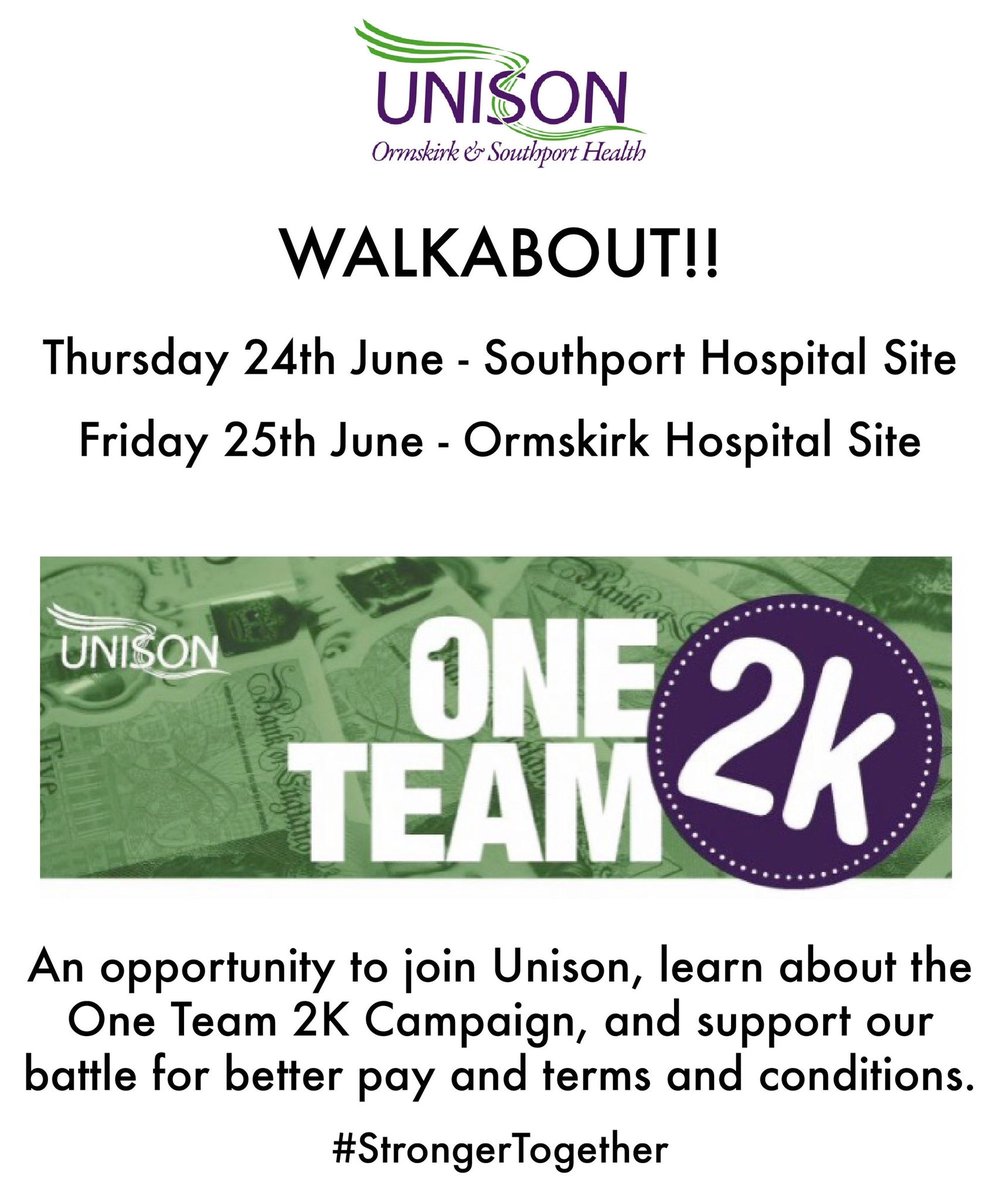 Walkabout! An opportunity to talk to unison reps and find out more about our #2daysfor2k campaign!