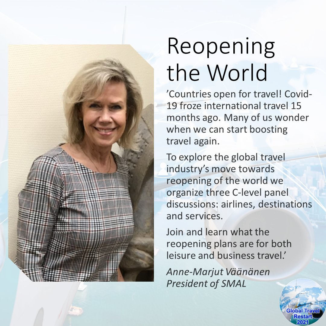 Buy a ticket and pencil August 25, 2021 in your calendar! Global Travel restart will be packed with the hottest topics and some of the most interesting industry representatives. This is how President of SMAL comments the event. smal.fi/restart!