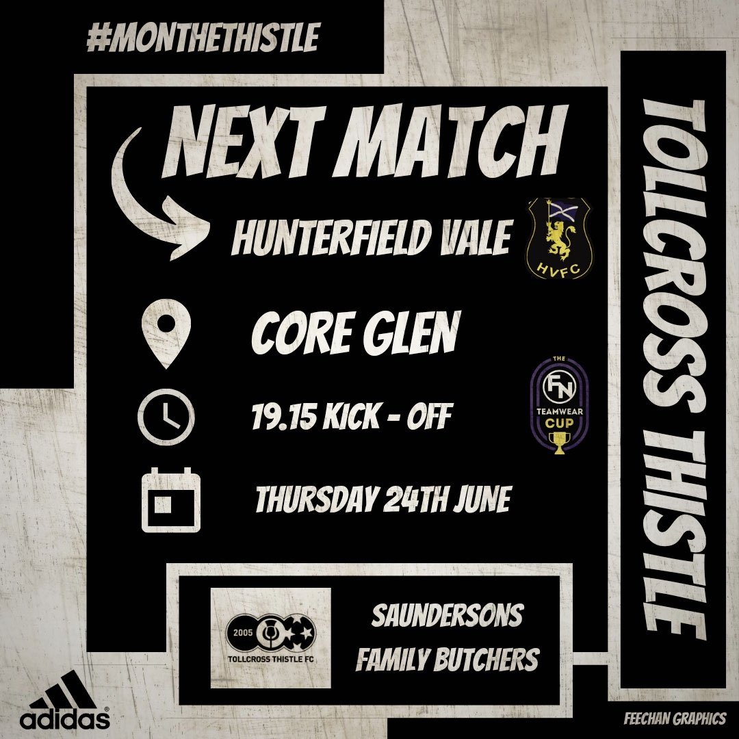 GAME TOMORROW ⚽️

🆚 <a href="/HunterfieldV/">Hunterfield Vale Afc</a> 
🗓 Thursday 24th June
🕒 7.15pm
🏟 Gore Glen
🏆 <a href="/FNTeamwear/">FN Teamwear</a> (Last 16)
🛑 No Spectators Allowed 🛑

👨🏻‍💻<a href="/LEAFA_Official/">LEAFA Official</a> <a href="/ScotAmFA/">Scottish Amateur FA</a> <a href="/AmmyFitbaNews/">AmmyFitbaNews - 309+ Photos</a> <a href="/OfficialCatchup/">Official Catchup</a> 
<a href="/FootballNation/">Football Nation</a> <a href="/east_saltoun/">Ian Robertson</a> @Hibbie7062Susan <a href="/dodeallen/">🐝Dode Allen🐝</a> <a href="/FeechanGraphic/">Feechan Graphics & Media</a>