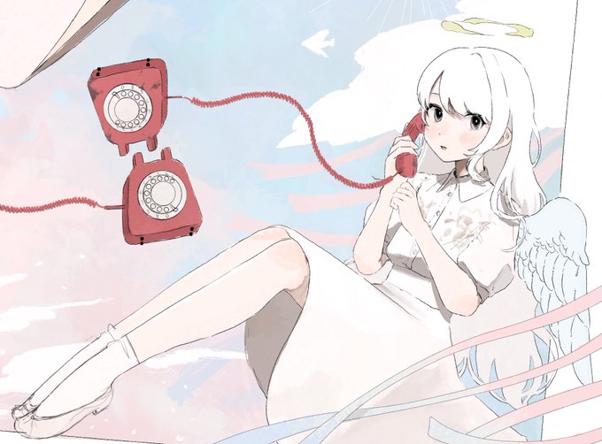 「blush talking on phone」 illustration images(Latest)
