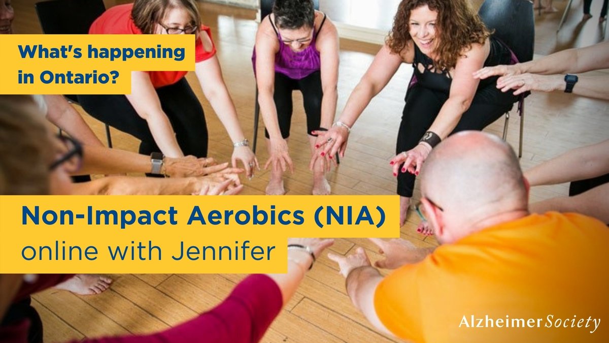 Join our friends at the Alzheimer Society of Toronto for Non-Impact Aerobics (NIA) online!

Register for Tuesdays:  bit.ly/nia-tues-reg
Register for Thursdays: bit.ly/aso--thurs-reg