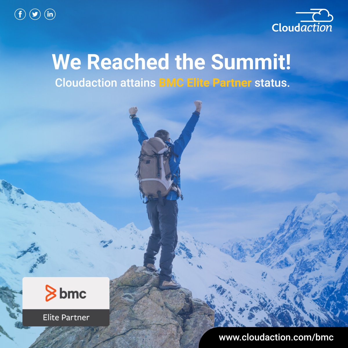 askcloudaction's tweet photo. Being a BMC Elite Partner means you’ve climbed to the top of the BMC partnership mountain. 

This is a historic achievement that Cloudaction achieved by working as a team with BMC.

#BMCSoftware #BMCElitePartner #BMCPartnerAwards #BMCPartnerAdvantage #ITSM #askcloudaction https://t.co/kxkuesIKI1