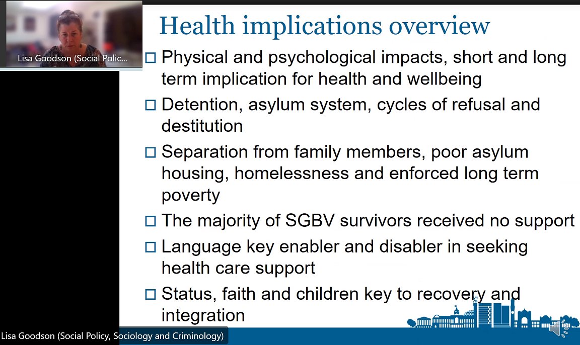 Lisa Goodson, SEREDA UK Lead, shares key findings from the UK, covering a range of implications and barriers to accessing support faced by forced migrant SGBV survivors at the individual, organisational and policy levels <a href="/lisa_goodson/">Dr Lisa Goodson</a>