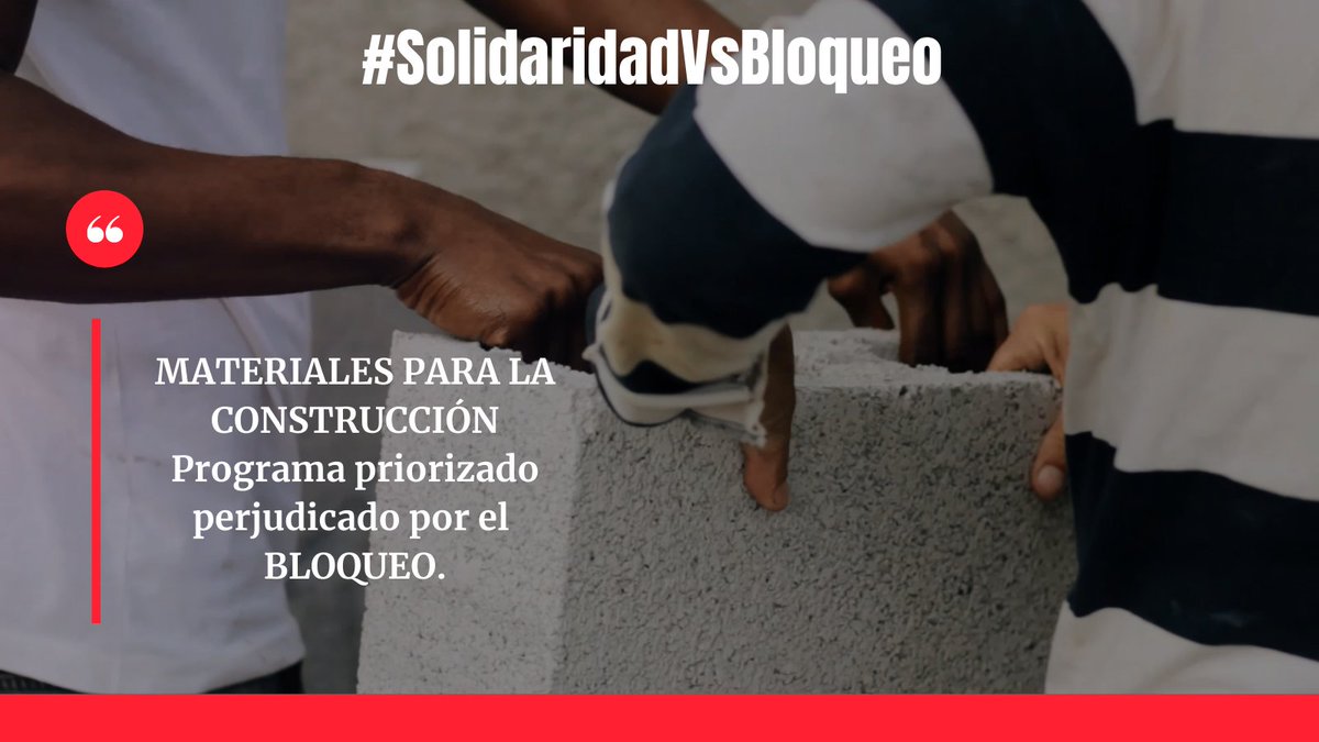 Programas priorizados y de vital importancia para la sociedad y la economía en nuestro país, se han visto afectados por el #Bloqueo impuesto a #Cuba por más de 60 años.
#NoMasBloqueo #ComercioCuba <a href="/PresidenciaCuba/">Presidencia Cuba 🇨🇺</a> <a href="/MMarreroCruz/">Manuel Marrero Cruz</a> @LuisTFonseca <a href="/BetsyDazVelzqu2/">Betsy Díaz Velázquez</a> <a href="/MiriamP04398282/">Mirian Perez</a>