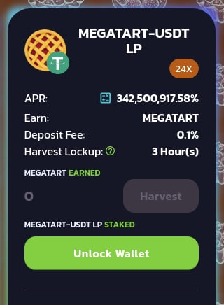 A new high apy pool was added hours before the opening. 🎉🎉

Added farming pool : MEGATART - USDT  🥳🥳🥳

You can Buy MEGATART NOW

dex.tartfinance.com/#/swap?outputC…

#TartFinance #Defi #BSC #YieldFarming #staking #DAPPS #crypto #BinanceSmartChain  #BSCNews #binance  #gem #pancakeswap