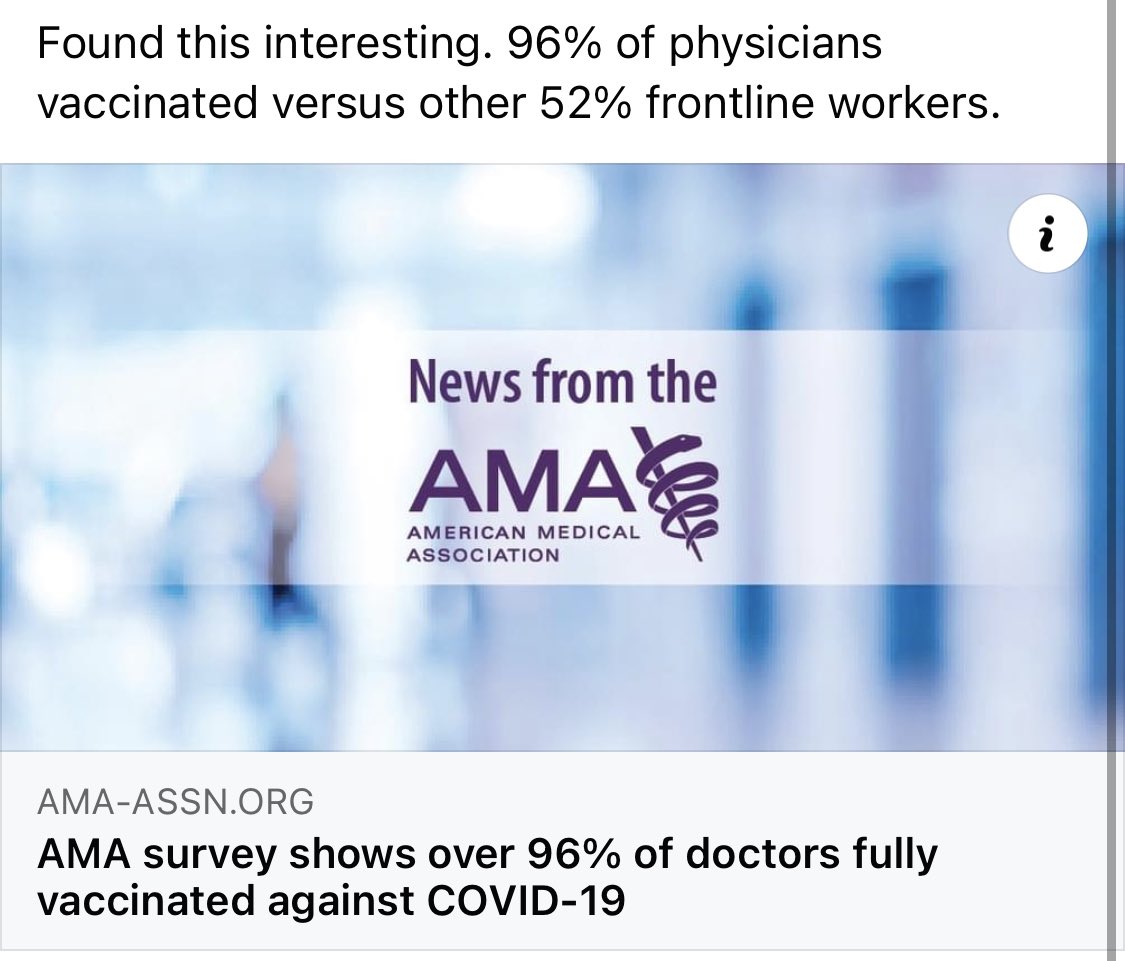 Funny how physicians are accused by the non-physician healthcare workers that we are not interested in prevention. Physicians are the leading group promoting the COVID vaccine. #physicianslead #itsoktoask if you are seeing a real doctor.