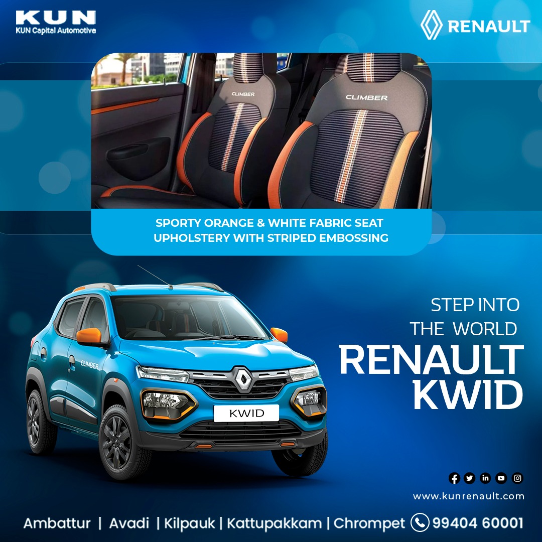 KunRenault's tweet photo. Style meets function in the #RENAULTKWID, equipped with a range of features that let you command attention on every drive.

#KUNRenault #Chennai #kwid #carandbike360 #Duster https://t.co/37PDwrzhsV