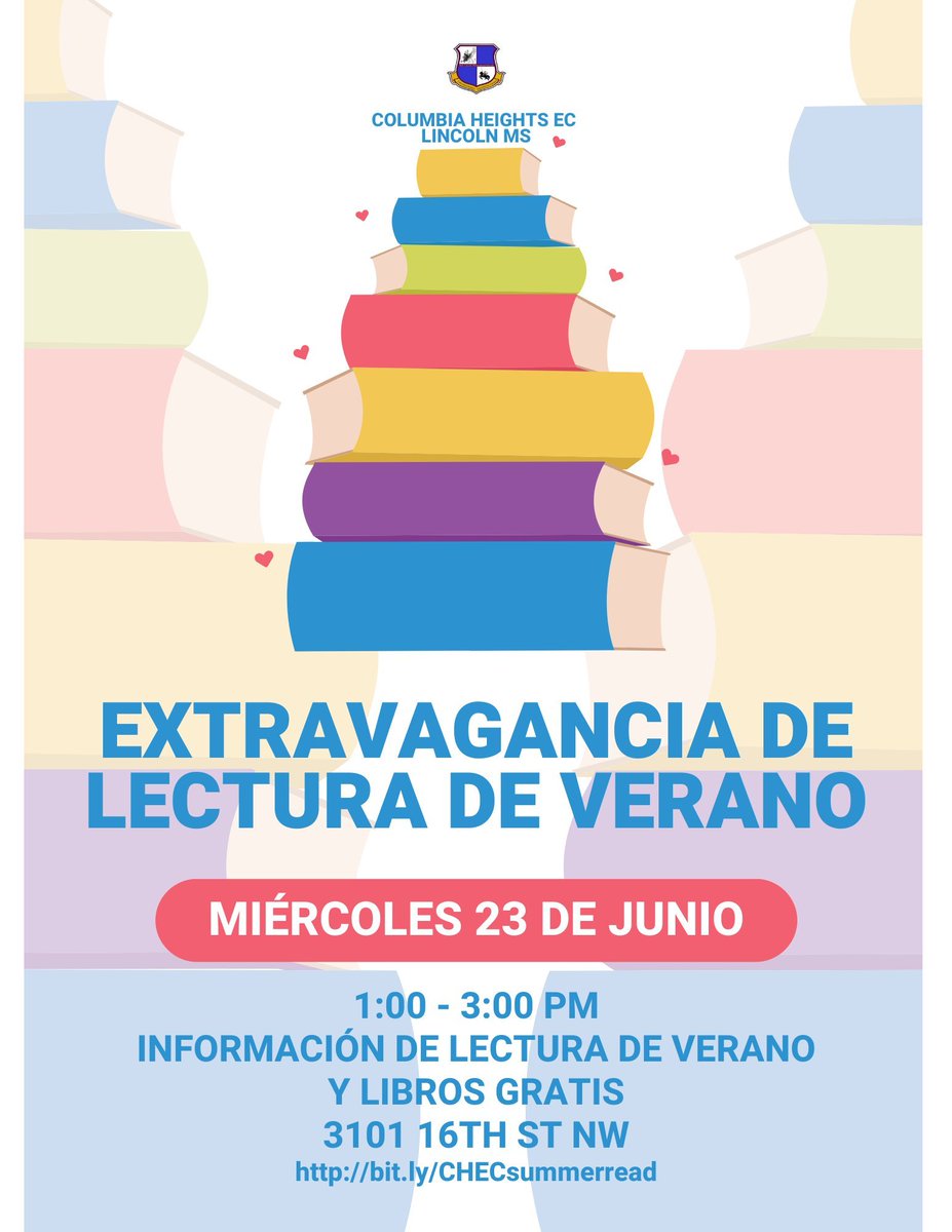 Incoming and current Lincoln students, join your ELA teachers today to pick up summer reading packets and a NEW, free book! @dcpublicschools #DCPSReads #CHECReads