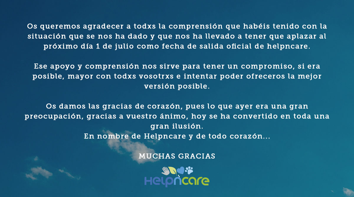 HelpncareSl's tweet photo. ¡Gracias de todo corazón! 💙💙
#Helpncare #Gracias #LanzamientoHelpncare #solidaridad https://t.co/bkJXsugZgv