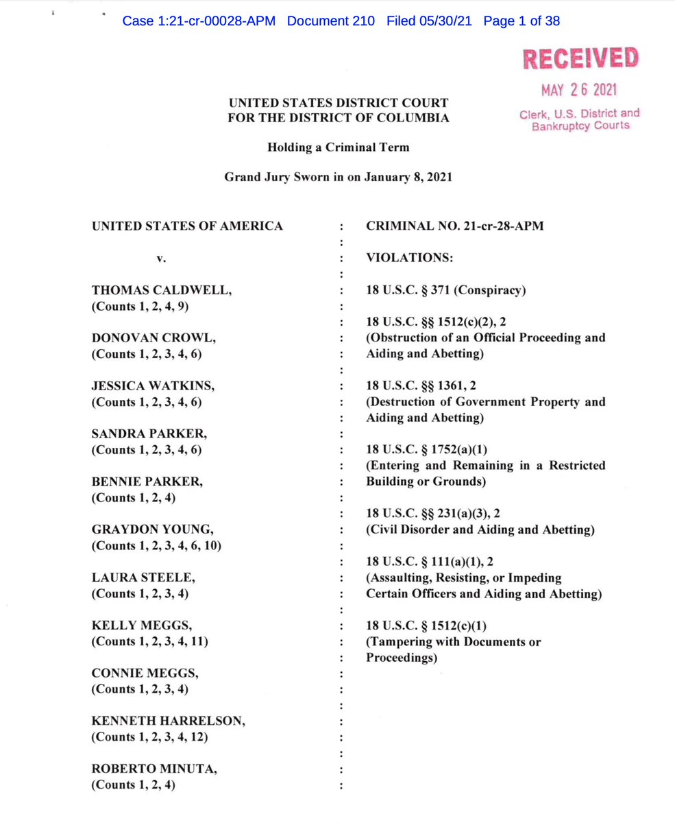 ericgarland's tweet photo. The fourth superseding indictment dropped on these nutsacks three weeks ago - quite a laundry list. https://t.co/iRm61PrJE0