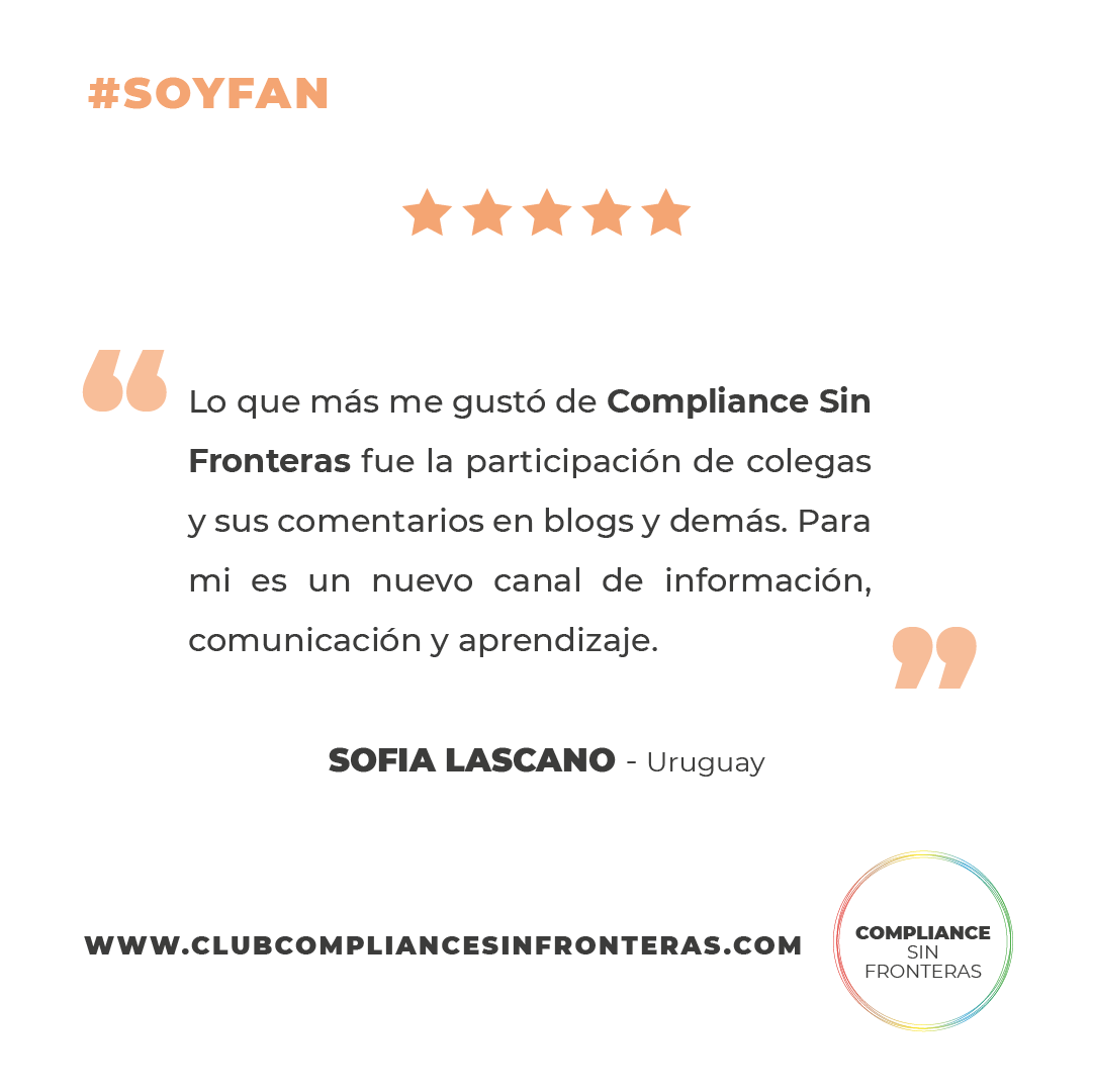 ¡Gracias Sofía por sumarte!

¿Todavía no eres parte de CFS?
clubcompliancesinfronteras.com

#compliancesinfronteras #comunidadcompliance #comunidaddigital #unlibrodiferente
#compliance #anticorrupción #ciberseguridad #riesgos #complianceofficer #culturaetica #culturadecompliance