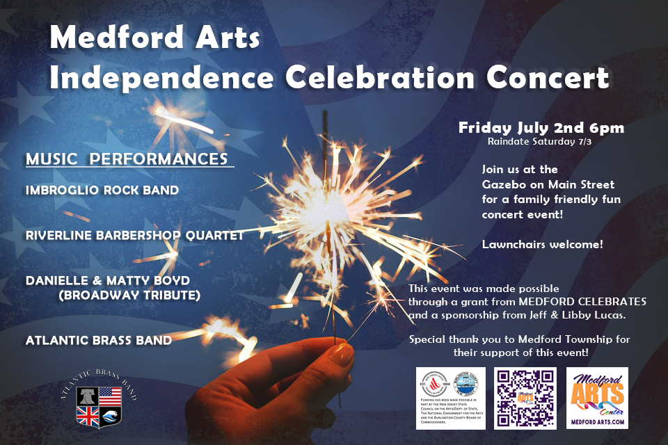 RoseCommercial's tweet photo. Revel in our renewed freedom at the Medford Arts Independence Celebration Concert - Fri. 7/2 @ 6pm - Gazebo on Main Street, Medford. Family-friendly fun event with the Imborglio Rock Band, Riverline Barbershop Quartet and more. Come one. Come all! https://t.co/ftBdjWF311