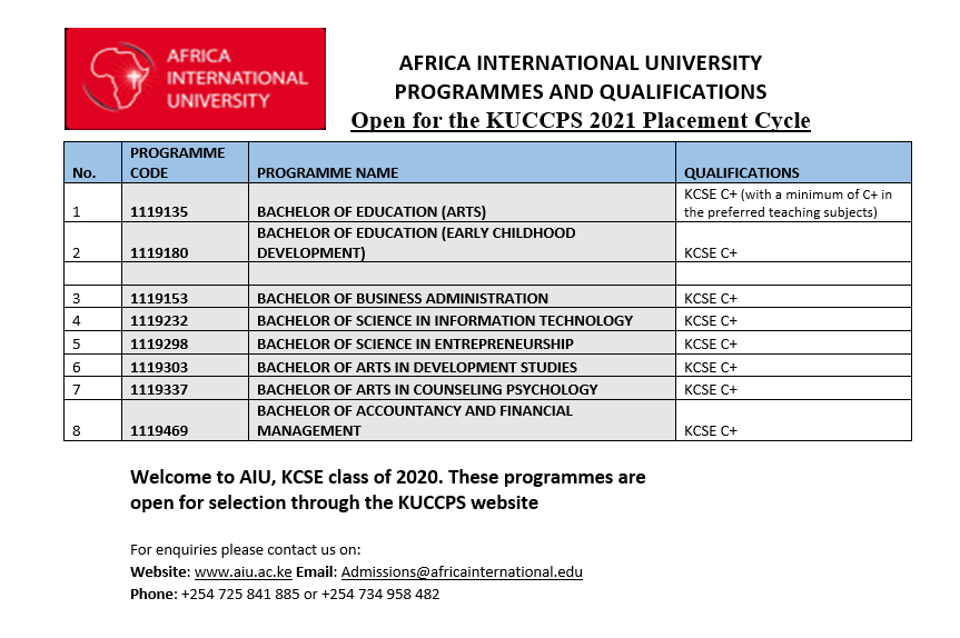 AIU_uni's tweet photo. The 2nd Revision of University Selection is ongoing through KUCCPS.  

HERE IS THE LINK TO KUCCPS:
https://t.co/YeIR72YhVX...
The application/revision deadline is July 5, 2021.
#AIU
#studyatAIU
#AIUtheplacetobe https://t.co/UlH93HylPK