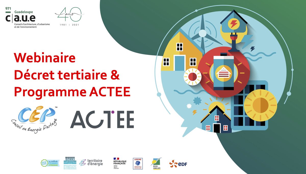 #SaveTheDate 📆 06/07/21 à 10h | Webinaire sur le #DécretTertiaire et le programme #ACTEE organisé par le #CAUE971 et la <a href="/fnccr/">FNCCR</a> en partenariat avec <a href="/ademe/">ADEME</a> #ademeguadeloupe <a href="/CRGuadeloupe/">Région Guadeloupe</a> <a href="/EDF_Guadeloupe/">EDF en Guadeloupe</a> 
Inscriptions : forms.gle/DfeQ1agS5pJKYG…