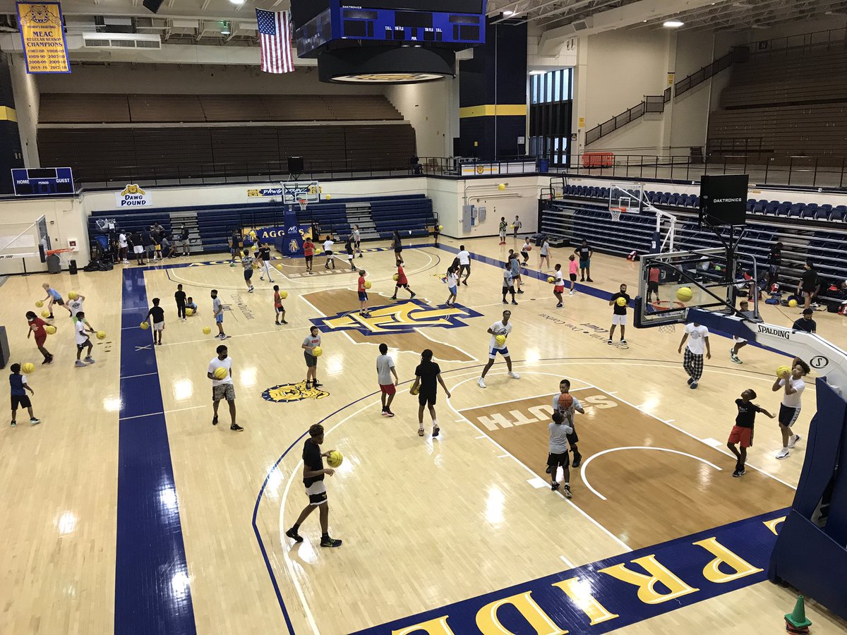 bhallphotog's tweet photo. .@ncatmbb holding Youth Basketball Camp.  100 kids here for their first camp in seven years.  @ATKoachJones @CoachSam_2 @thekamlangley https://t.co/0P86LgBaLY