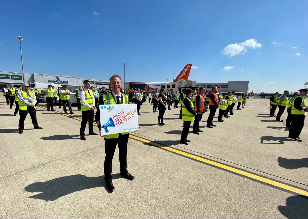 BALPApilots's tweet photo. Colleagues at @BristolAirport are standing up for the travel and aviation sector today

#TravelDayOfAction https://t.co/WsuspuYS03