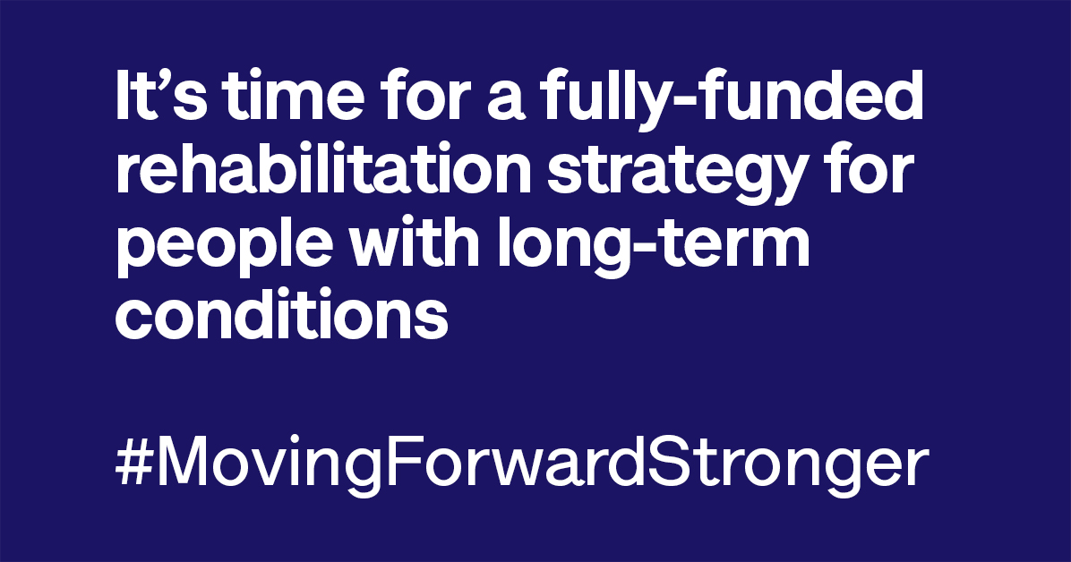 age_uk's tweet photo. The right rehabilitation can make a big difference to people with long-term conditions. That’s why the Government must bring forward a fully-funded rehabilitation strategy now.
Download the PDF of our new collaborative paper, #MovingForwardStronger, here: https://t.co/fbBeTZvdvl https://t.co/6jOFvT93Ae