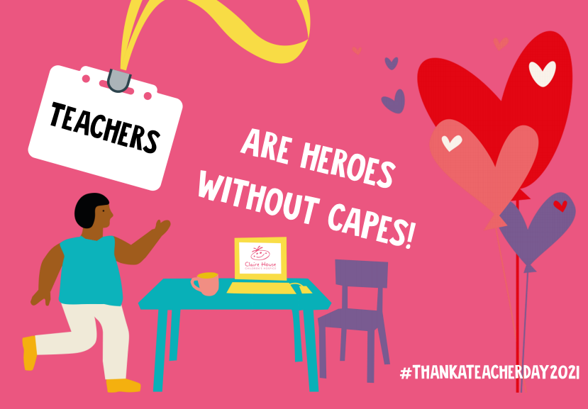 ClaireHouse's tweet image. It’s #thankateacherday &amp;amp; we want to say thank you to the teachers, teaching assistants, school leaders &amp;amp; support staff who support us by fundraising, volunteering &amp;amp; teaching pupils about Claire House! 

Thank you for being the heroes you are, looking after young people everyday.