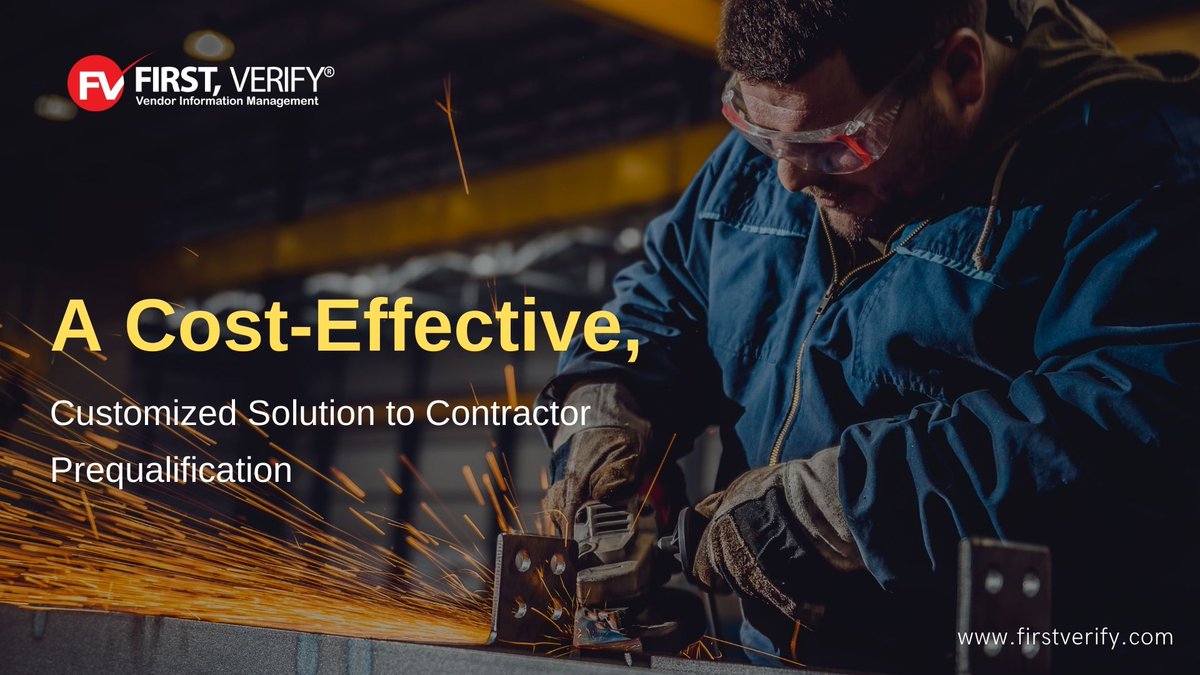 FIRSTVERIFY's tweet photo. A Cost-Effective, Customized Solution to Contractor Prequalification. Read how: https://t.co/NYh12ePq6U
.
.
.
#ContractorPrequalification #contractorssolutions #workersmanagement #contractors #construction #safetysolutions #prequalification #supplierprequalification https://t.co/nf8sq1x9xr