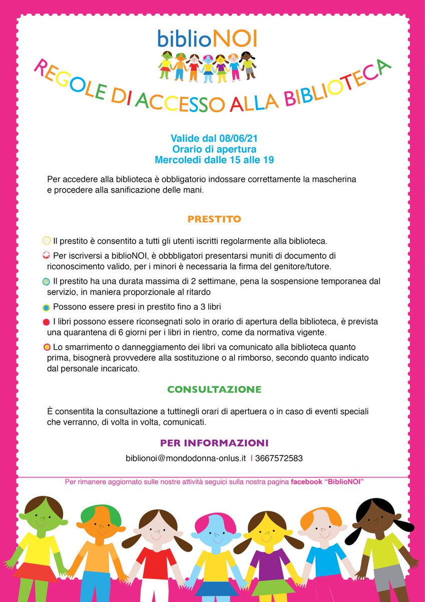 #biblioNOI è lo scaffale per bambini e ragazzi che abbiamo pensato di costruire racchiudendo tutti i temi a noi cari. Ogni mercoledì apre dalle 15 alle 19. Leggi info e rogalmento per entrare, ti aspettiamo.