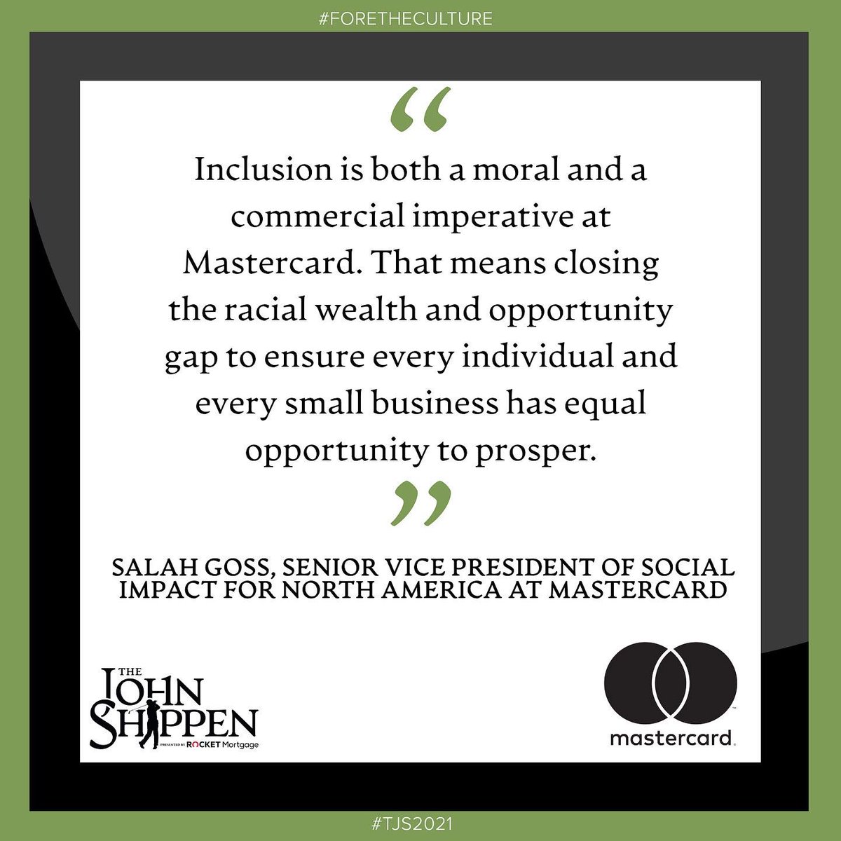 We appreciate <a href="/Mastercard/">Mastercard</a> for their generous support as a National Partner of #TheJohnShippen National Invitational &amp; Sports Business Summit! 

#TJS2021 #TheJohnShippen #ForeTheCulture #JohnShippen #golf #blacksingolf #blackgolf #Mastercard