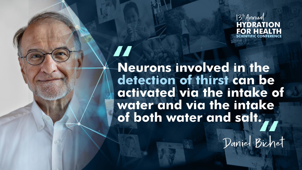H4HInitiative's tweet photo. Prof. Bichet starts his talk remembering different ways by which the brain quenches thirst. Neurons involved in the detection of thirst can be activated via the intake of water (osmotic thirst) and via the intake of both water and salt (hypovolemic thirst) #H4H2021 https://t.co/z8K2Jio4vG