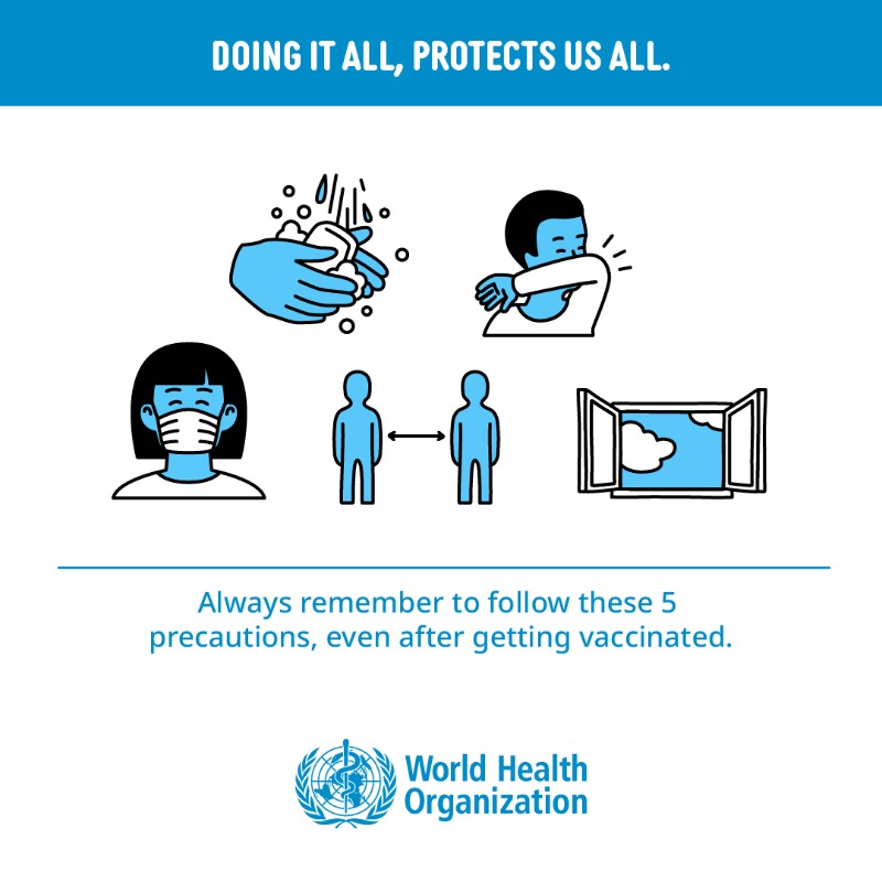 WHO's tweet photo. When it's your turn, take your #COVID19 vaccine 💉!

All approved COVID-19 vaccines have been thoroughly tested, and all provide a high degree of protection against getting seriously ill and dying from the disease.
