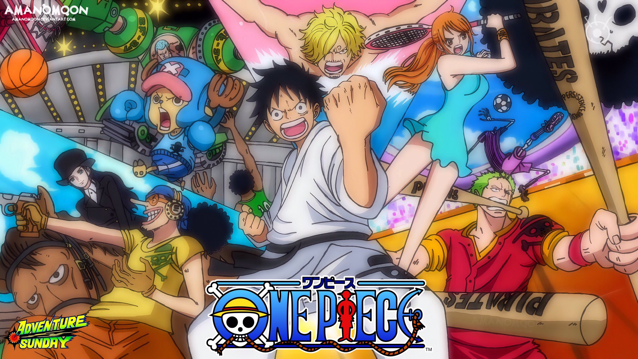 Pandaman One Piece アマノムーン ルフィ One Piece Eyecatchers Color Spreads 912 Redraw In Anime Style ワンピース アイキャッチ 鬼ヶ島