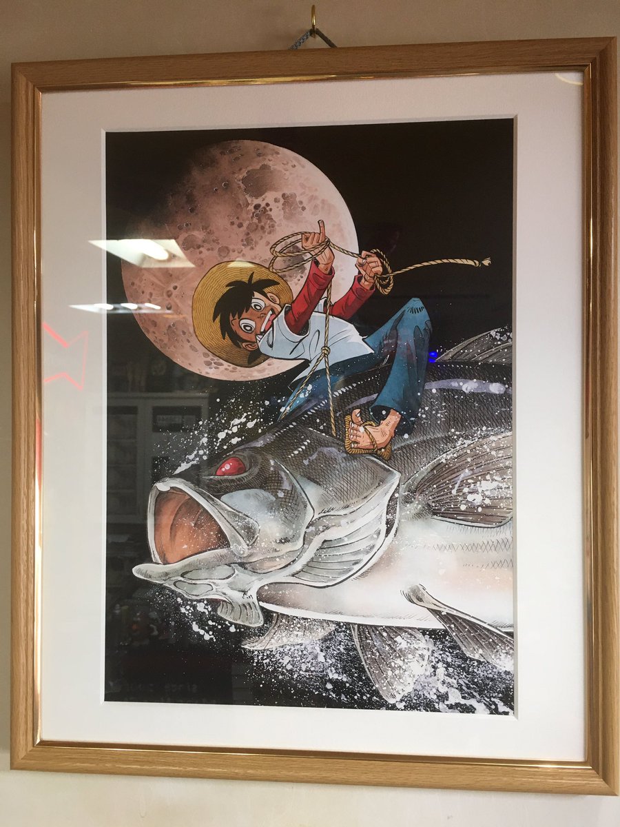 メンズヘアークラブb2 釣りキチ三平の絵を飾ってみた 45種類あるからいろいろ変えていく 四万十川の巨大アカメから 春から名古屋に就職したお客さんが日帰りで来てくれた 手羽先もらったから帰って食べて呑む