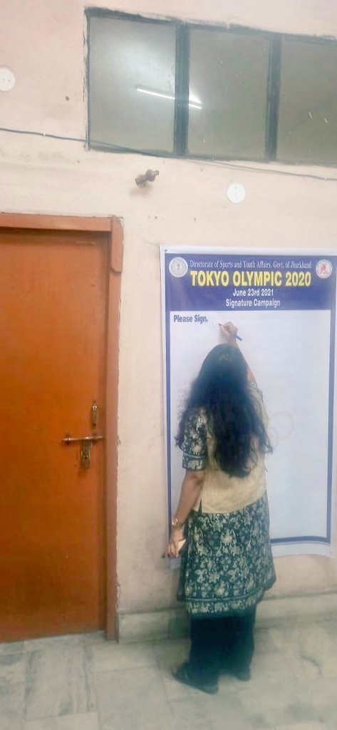 On international Olympic day district sports department has arranged for selfie point and conducted signature campain.