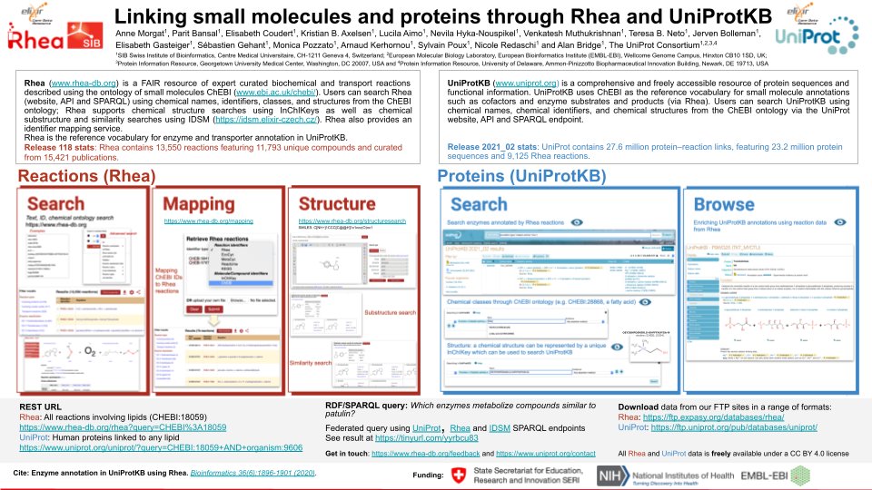 Rhea database (@rhea_db) on Twitter photo Interested in linking small molecules and proteins through #rhea_db and <a href="/uniprot/">UniProt</a>? Come and visit poster 430 at the <a href="/MetabolomicsSoc/">Metabolomics Society</a> online conference #MetSoc2021.
See also poster 322 to learn more about <a href="/SwissLipids/">SwissLipids</a>, a knowledge resource to link lipids to proteins. Interested in linking small molecules and proteins through #rhea_db and <a href="/uniprot/">UniProt</a>? Come and visit poster 430 at the <a href="/MetabolomicsSoc/">Metabolomics Society</a> online conference #MetSoc2021.
See also poster 322 to learn more about <a href="/SwissLipids/">SwissLipids</a>, a knowledge resource to link lipids to proteins.