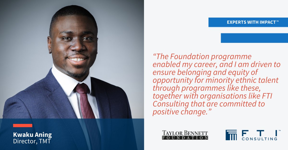 FTI_SC's tweet photo. In a recent interview with the Taylor Bennett Foundation, FTI Consulting’s Kwaku Aning shares his journey into communications through the Foundation programme and offers his advice to those starting out in the industry. Click here to read more: https://t.co/2fbQhYyBhm @PRstarsTB https://t.co/byiTymE7YN