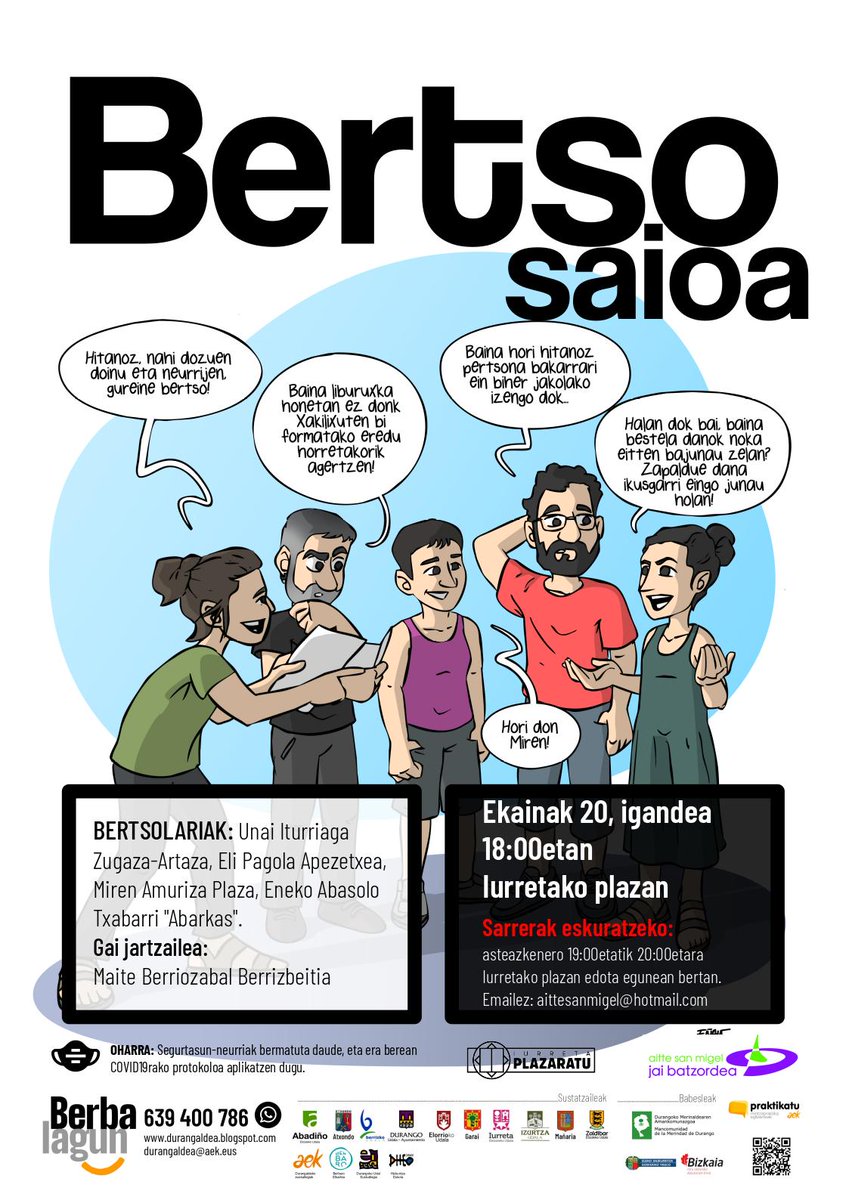 erlantzibar's tweet photo. Akabuko kolpea dugu, azken puntua eman dugu @bilbohiria ren 262. POTTO saioan, kantuan. @durangaldekobe k antolatutako #DurangaldeaUztabarritzen ekimenaren beste bala bat + Iurretan izandako bertso-saio esperimentala (HIKA)
Urrian bueltatuko gara bertso freskoak otarrean 😉 https://t.co/TvEjKvLNjU