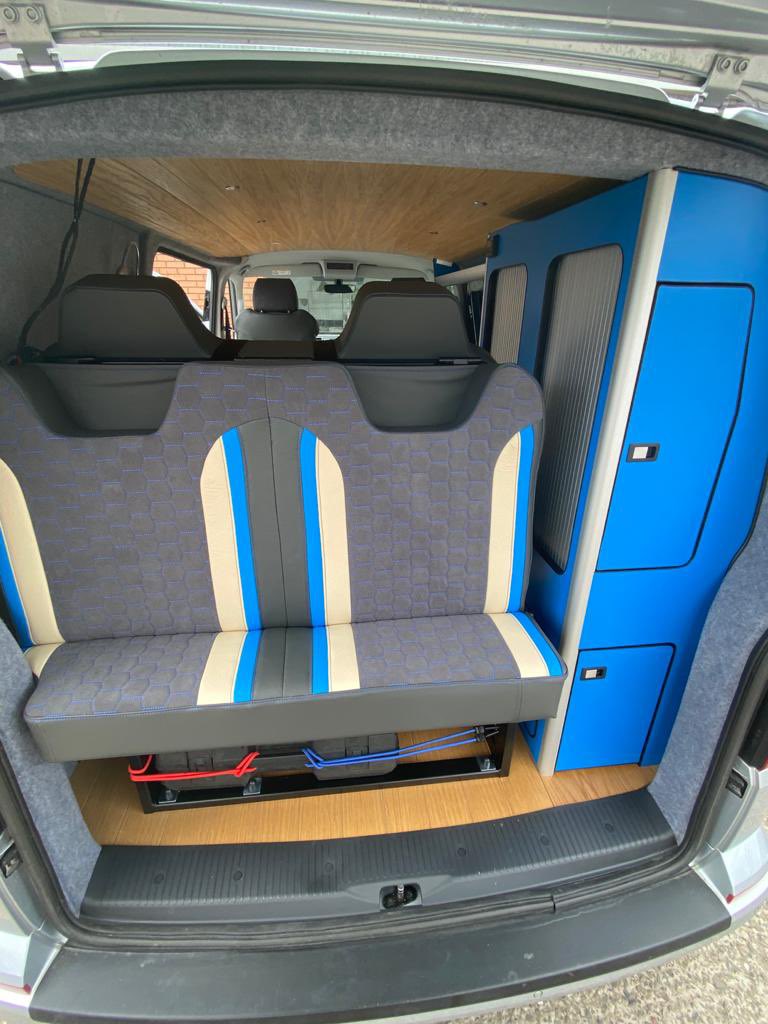 VisionLeisure's tweet photo. VW T6 seating trimmed in a lovely mix of colours with our ever popular Recaro upgrade.  #campervanupholstery #motorhomeupholstery #motorhomeupholsterers #vwupholsterers #campervanupholsteres #autotrim #recaro #recaroseats #recaroseating #vwt6 #vw #vwcamper #vwtransporter https://t.co/b2O07NN0Ho