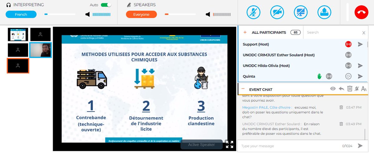 CRIMJUST_UNODC's tweet image. Experts de #SIMCI présentent les méthodes pour manipuler &amp;amp; éliminer sans risque les produits chimiques utilisés dans la fabrication illicite de drogues lors de la formation sur les enquêtes sur la production &amp;amp; trafic de cocaine aux procureurs &amp;amp; enquêteurs de 
🇨🇮🇸🇳🇲🇦🇧🇯🇹🇬🇨🇻🇧🇷🇲🇿🇬🇼
