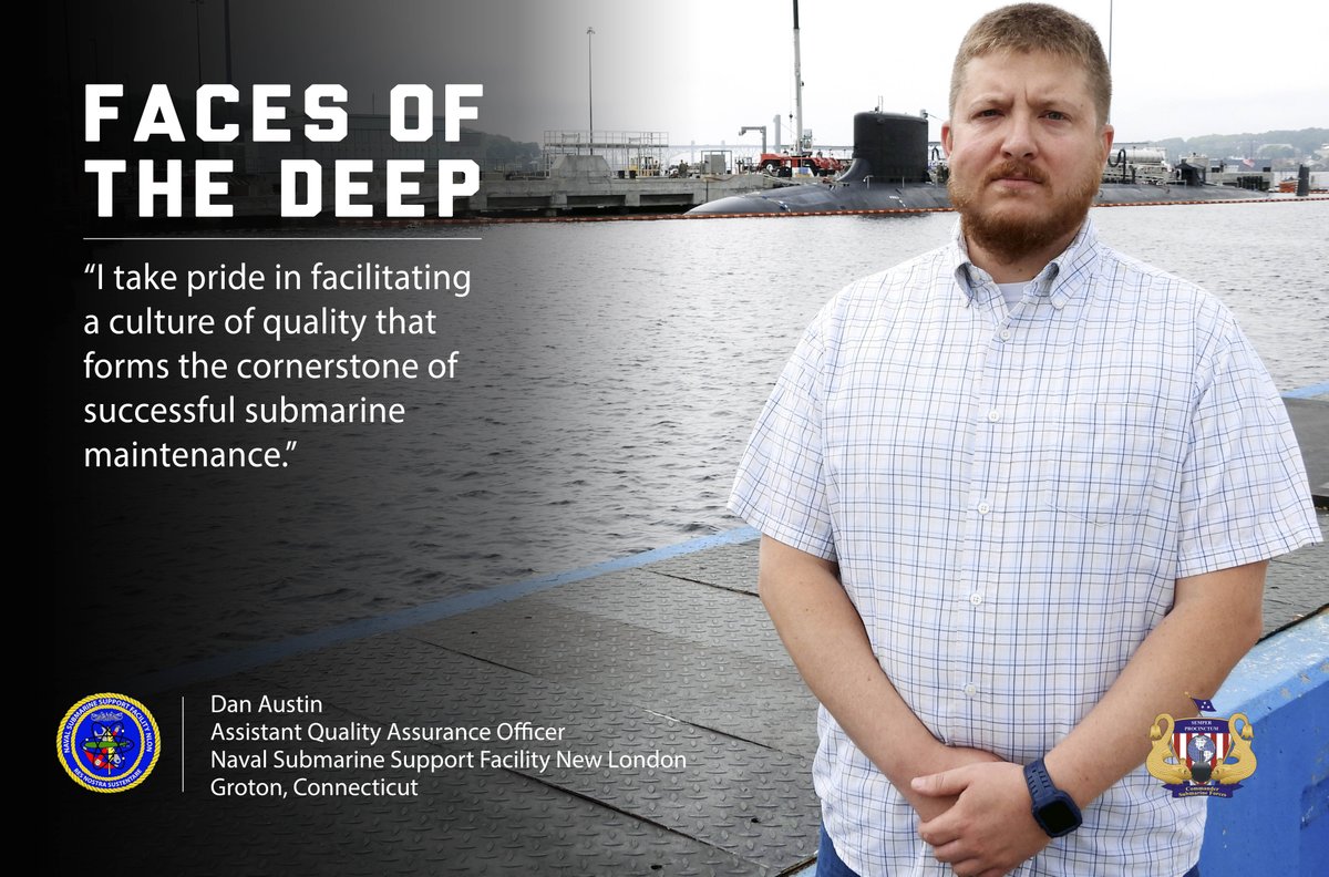 COMSUBLANT's tweet photo. FACES OF THE DEEP: Meet Dan Austin, Assistant Quality Assurance Officer at Naval Submarine Support Facility New London in Groton, Connecticut.
“I take pride in facilitating a culture of quality that forms the cornerstone of successful submarine maintenance.” https://t.co/nXFOOKyAjS