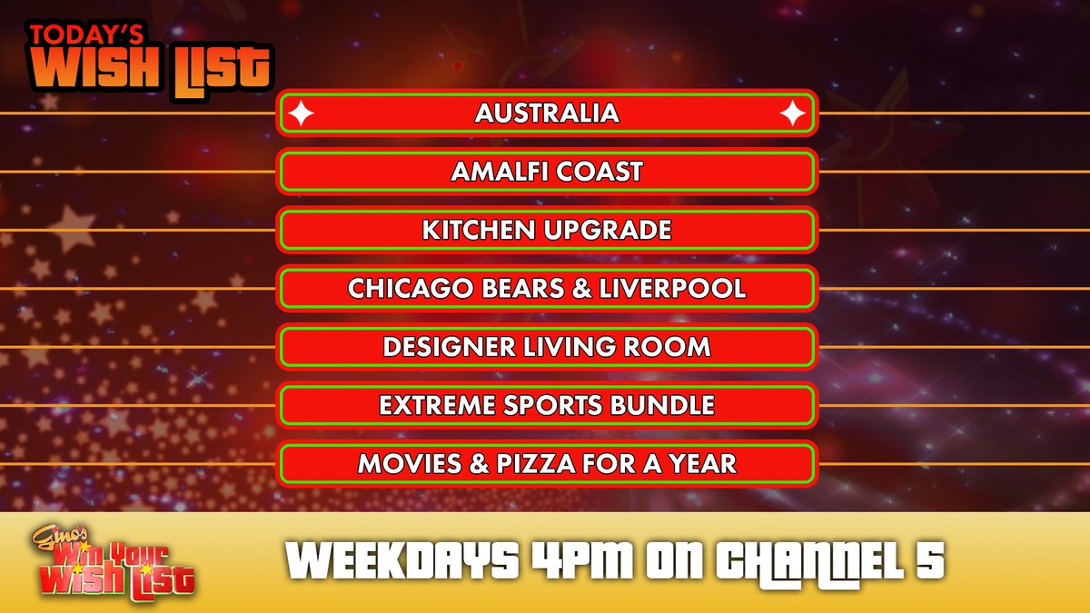 Ready up… 1 hour to go until the SERIES FINALE of Gino's #WinYourWishList! Here's what today's squad will be playing for