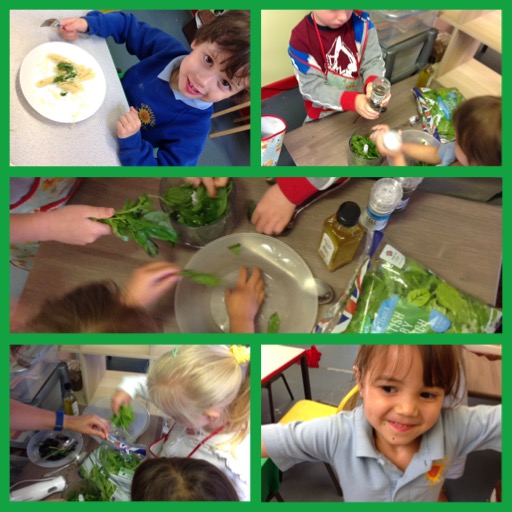 We had the BEST visitors last week, and today we made our own pesto. Yum! @MonHealthySch @sewalesEAS