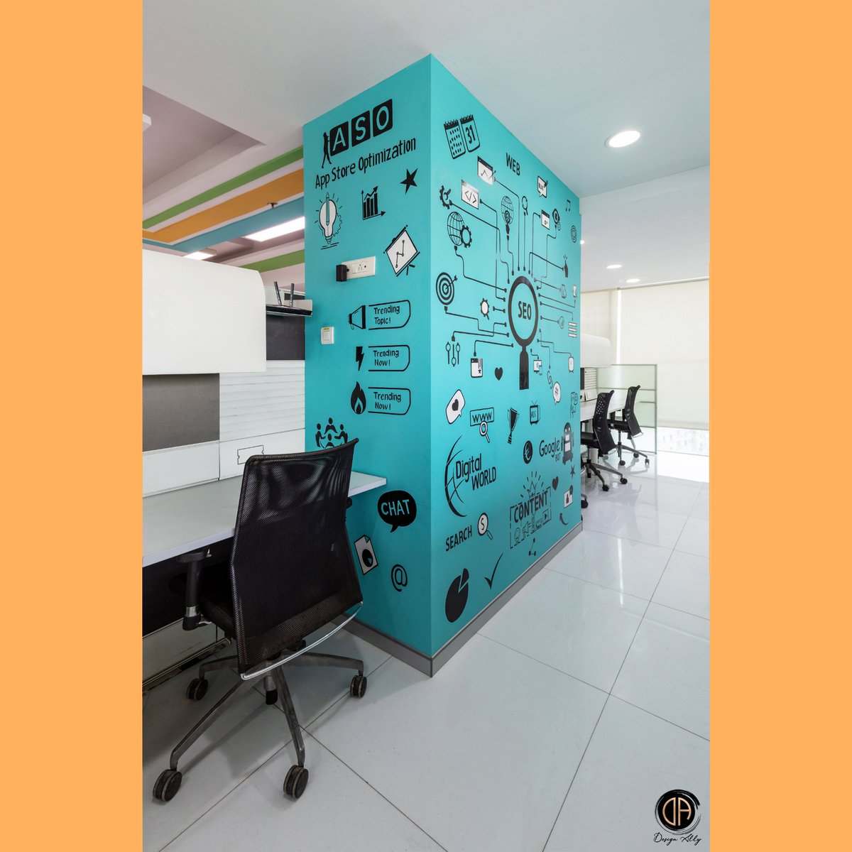DesignAlly2's tweet photo. "THE PILLARS OF DIGITAL MARKETING"
Graphical representation of the company's work profile wraps around the columns making it a focal point of the workspace
Project name: Spectrum spaces
#office #interiordesign #DigitalMarketing #team_designally #workspace #art #pop #artists https://t.co/DBVn6MwhE2