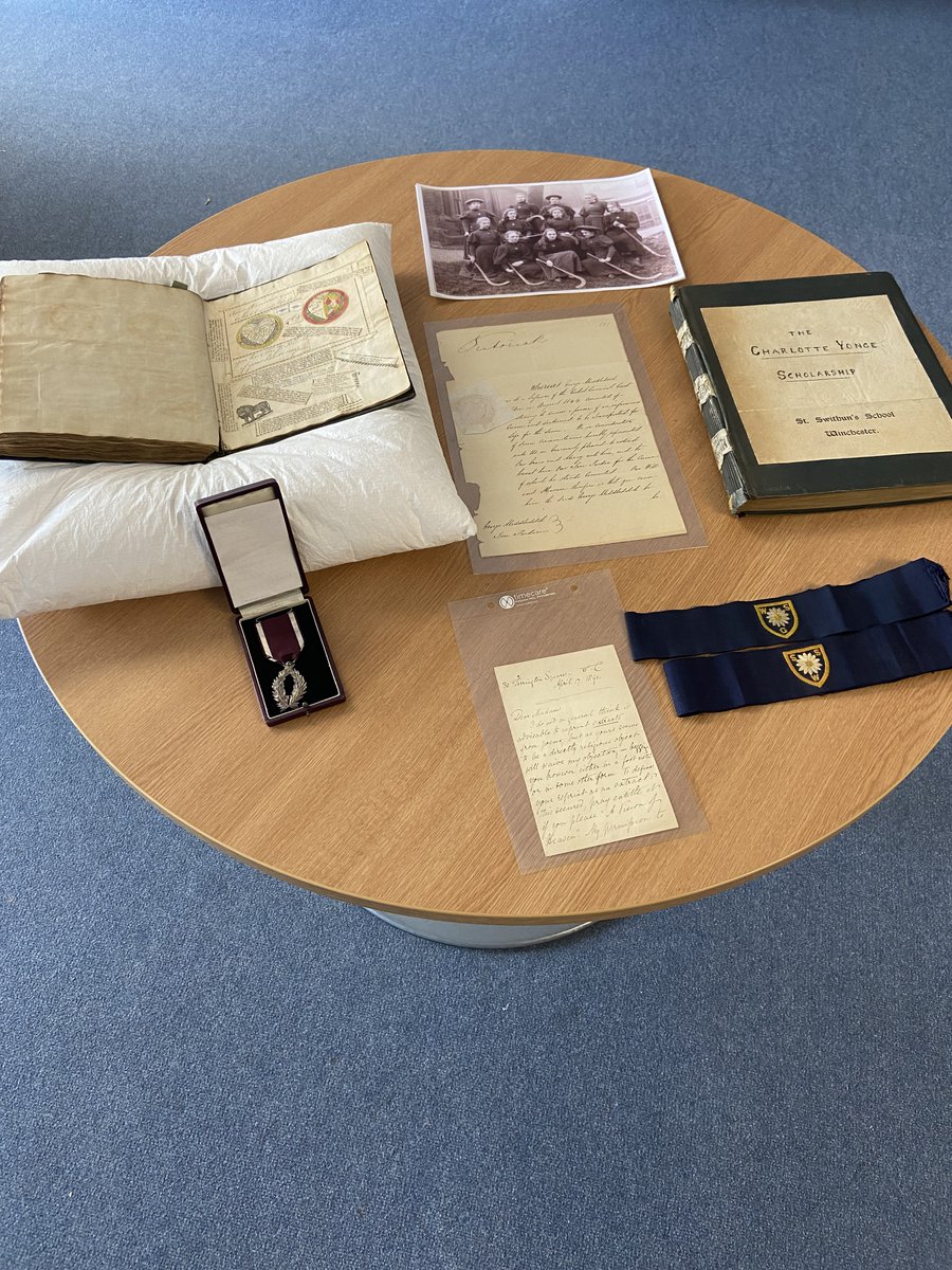 Super great day! Attended our first ever <a href="/SchoolArchives1/">School Archives and Records Association</a> conference and spent the afternoon helping @StSwithunsEng #Alevel pupils choose records from our collection for a project about using context &amp; culture in their approach to literature. #SchoolEnglish #FromTheArchives