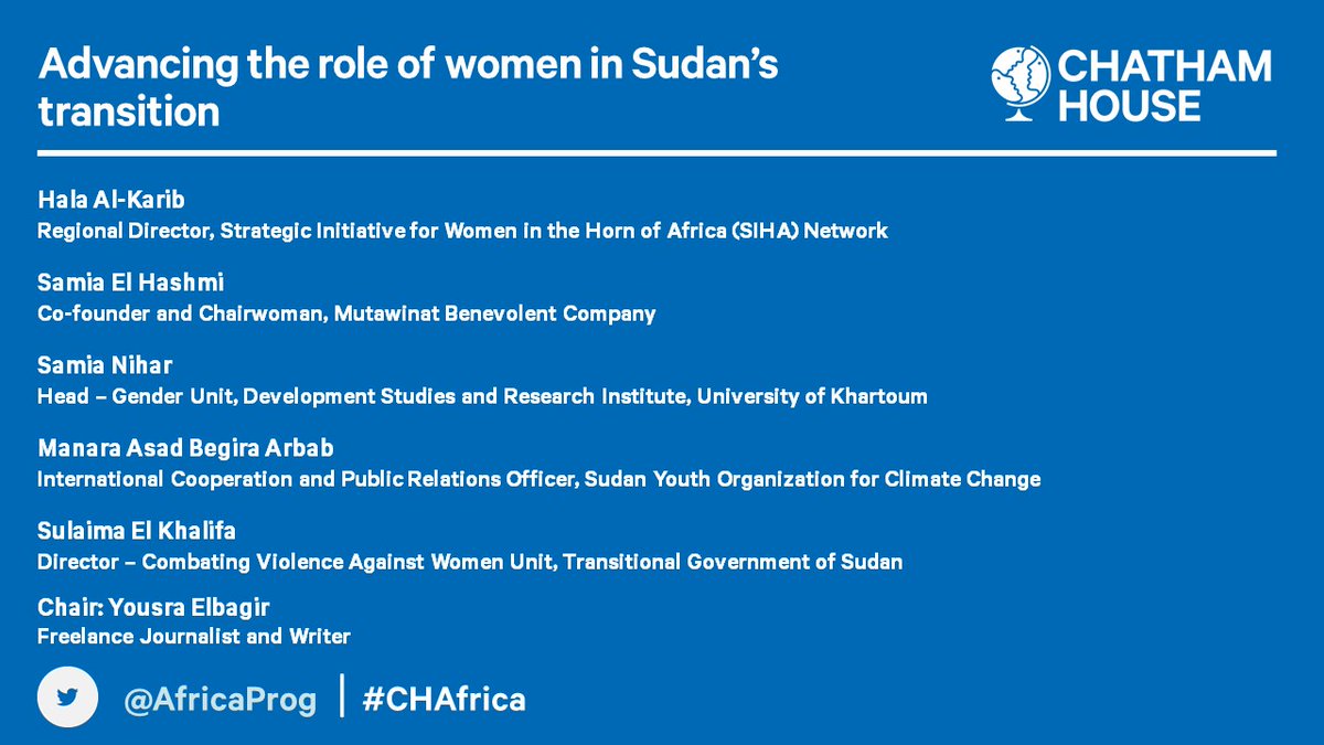 AfricaProg's tweet photo. LIVESTREAM

Advancing the role of women in #Sudan's transition with @Bitasudan, @Halayalkarib, @AsadBegira, Sulaima Ishaq Elkhalifa and Samia Nihar. 

Chaired by @YousraElbagir #CHAfrica

Link: https://t.co/ZeRDrBcnDl https://t.co/PObhyI1ftI