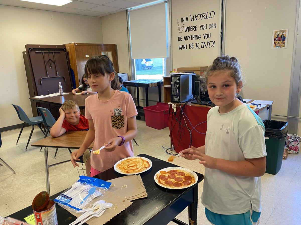 Reading a recipe, measuring ingredients, and learning how to toast to cook a delicious treat!  Students loving their pizza quesadillas!!!!  #SummerSchoolFun