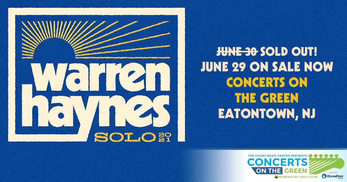 TUESDAY! <a href="/thewarrenhaynes/">Warren Haynes</a> performs live at the Basie's #ConcertsOnTheGreen in Eatontown! Perfect spot, perfect night of rock &amp; roll. Tickets: thebasie.org/events/concert…